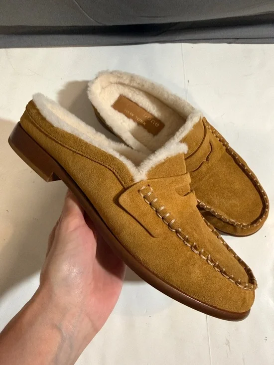 Rag & Bone Shearling Lined Carter Mules Suede Loafers size 39 / 9 US - Picture 6 of 16